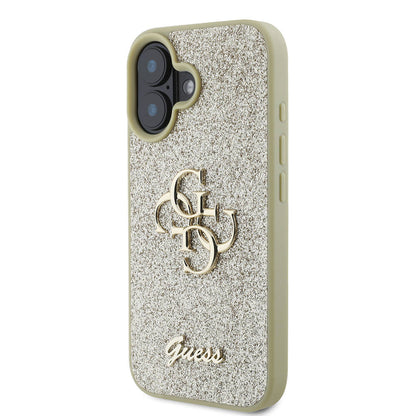 iPhone 16 Plus Kılıf Guess Orjinal Lisanslı 4G Büyük Metal Logolu Glitter Kapak