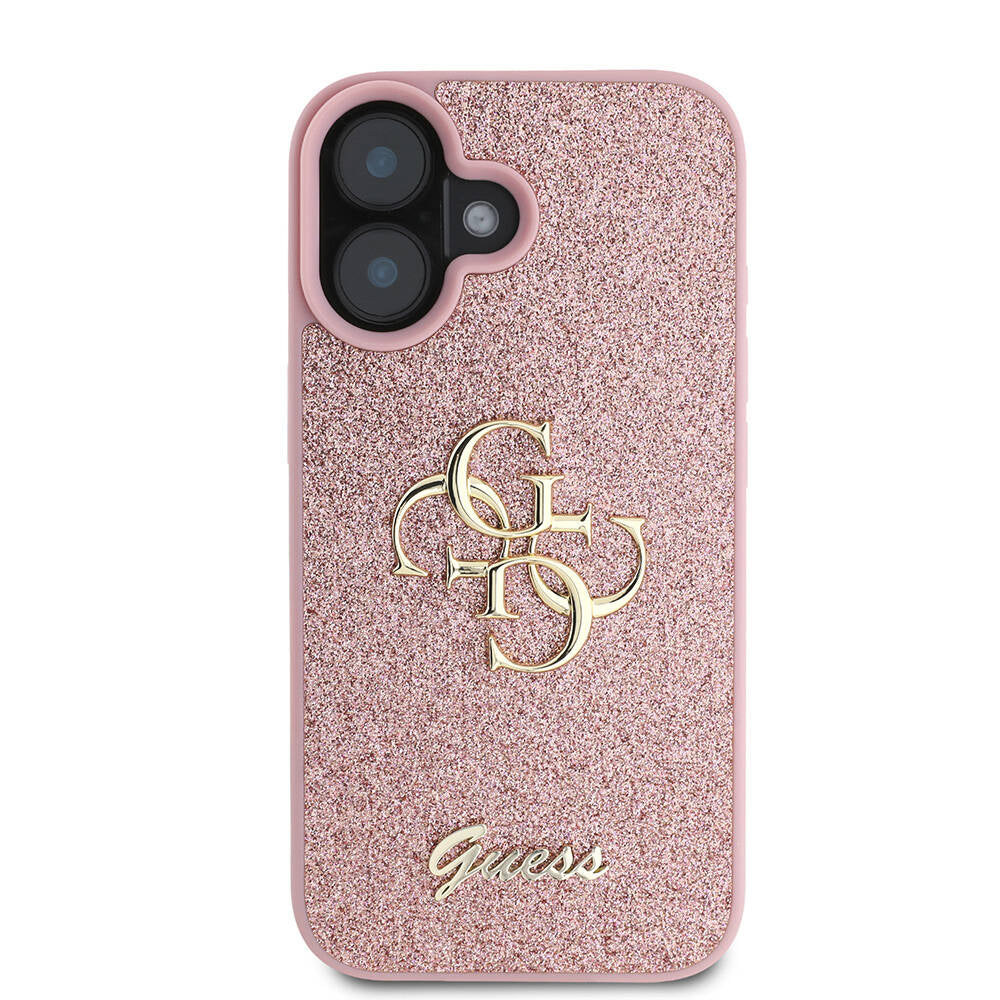 iPhone 16 Plus Kılıf Guess Orjinal Lisanslı 4G Büyük Metal Logolu Glitter Kapak