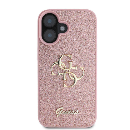 iPhone 16 Plus Kılıf Guess Orjinal Lisanslı 4G Büyük Metal Logolu Glitter Kapak