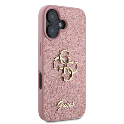 iPhone 16 Plus Kılıf Guess Orjinal Lisanslı 4G Büyük Metal Logolu Glitter Kapak
