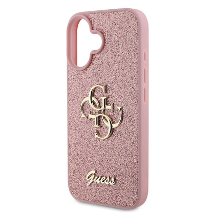 iPhone 16 Plus Kılıf Guess Orjinal Lisanslı 4G Büyük Metal Logolu Glitter Kapak