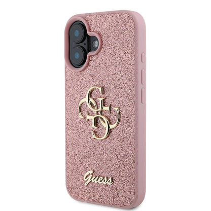 iPhone 16 Plus Kılıf Guess Orjinal Lisanslı 4G Büyük Metal Logolu Glitter Kapak
