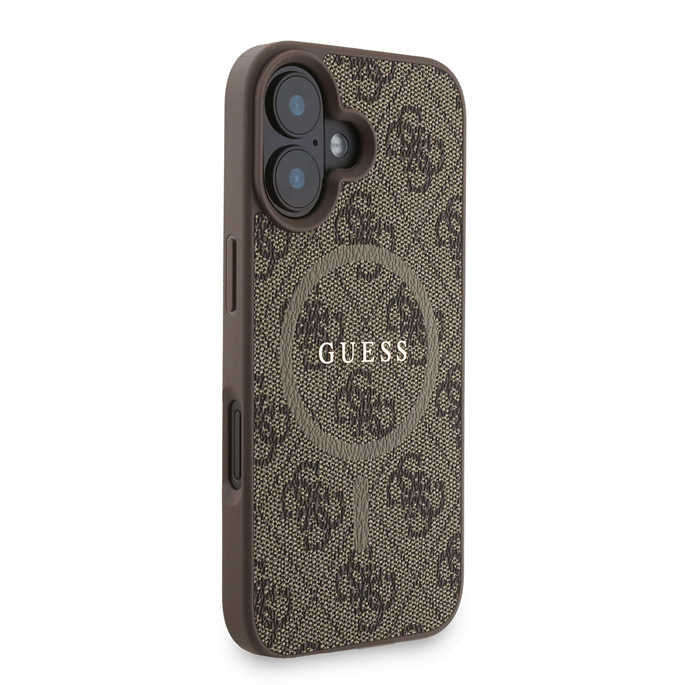 iPhone 16 Plus Kılıf Guess Orjinal Lisanslı M-safe Şarj Özellikli PU Deri Bilek Askı İpli Yazı Logolu Kapak