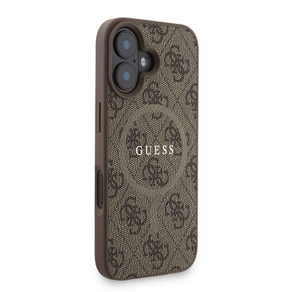 iPhone 16 Plus Kılıf Guess Orjinal Lisanslı M-safe Şarj Özellikli PU Deri Bilek Askı İpli Yazı Logolu Kapak