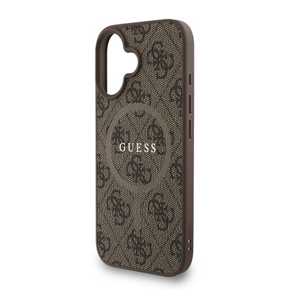 iPhone 16 Plus Kılıf Guess Orjinal Lisanslı M-safe Şarj Özellikli PU Deri Bilek Askı İpli Yazı Logolu Kapak