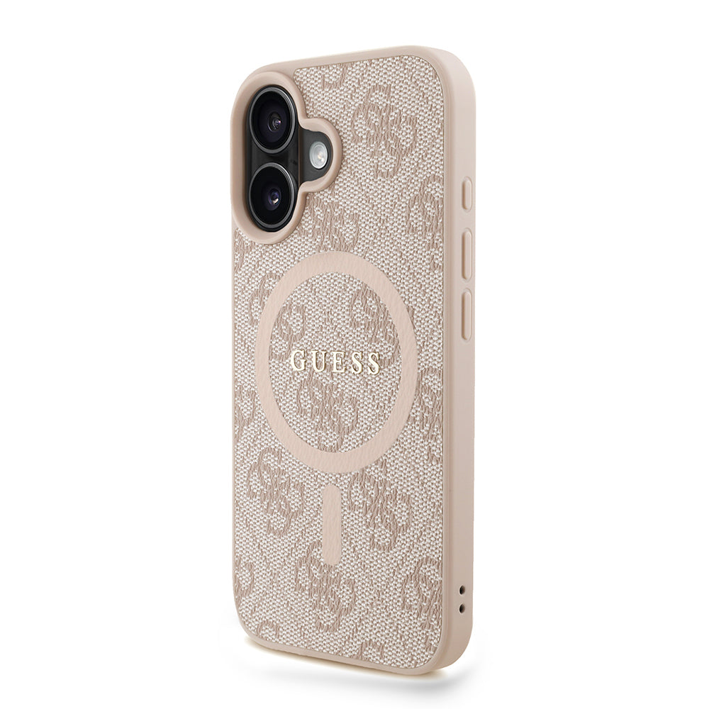 iPhone 16 Plus Kılıf Guess Orjinal Lisanslı M-safe Şarj Özellikli PU Deri Bilek Askı İpli Yazı Logolu Kapak
