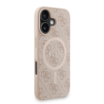iPhone 16 Plus Kılıf Guess Orjinal Lisanslı M-safe Şarj Özellikli PU Deri Bilek Askı İpli Yazı Logolu Kapak