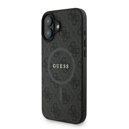 iPhone 16 Plus Kılıf Guess Orjinal Lisanslı M-safe Şarj Özellikli PU Deri Bilek Askı İpli Yazı Logolu Kapak