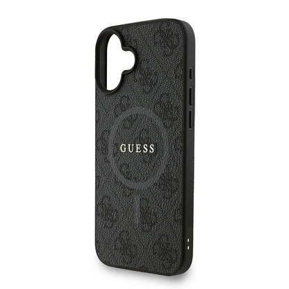 iPhone 16 Plus Kılıf Guess Orjinal Lisanslı M-safe Şarj Özellikli PU Deri Bilek Askı İpli Yazı Logolu Kapak