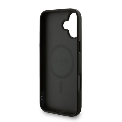 iPhone 16 Plus Kılıf Guess Orjinal Lisanslı M-safe Şarj Özellikli PU Deri Bilek Askı İpli Yazı Logolu Kapak