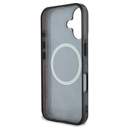 iPhone 16 Plus Kılıf Guess Orjinal Lisanslı M-safe Şarj Özellikli 4G Desenli IML Yazı Logolu Peony Kapak