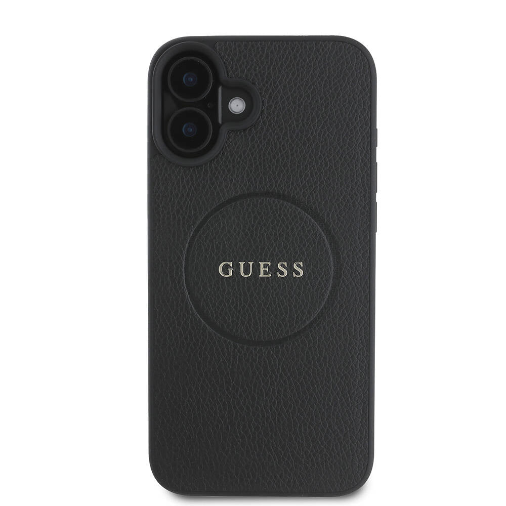 iPhone 16 Plus Kılıf Guess Orjinal Lisanslı M-safe Şarj Özellikli Yazı Logolu Grained Kapak