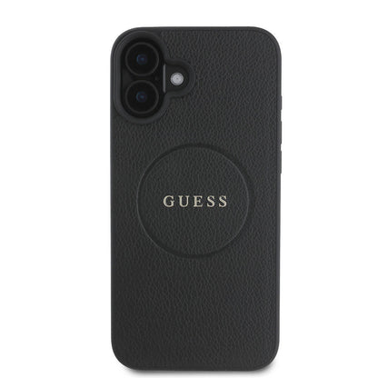 iPhone 16 Plus Kılıf Guess Orjinal Lisanslı M-safe Şarj Özellikli Yazı Logolu Grained Kapak