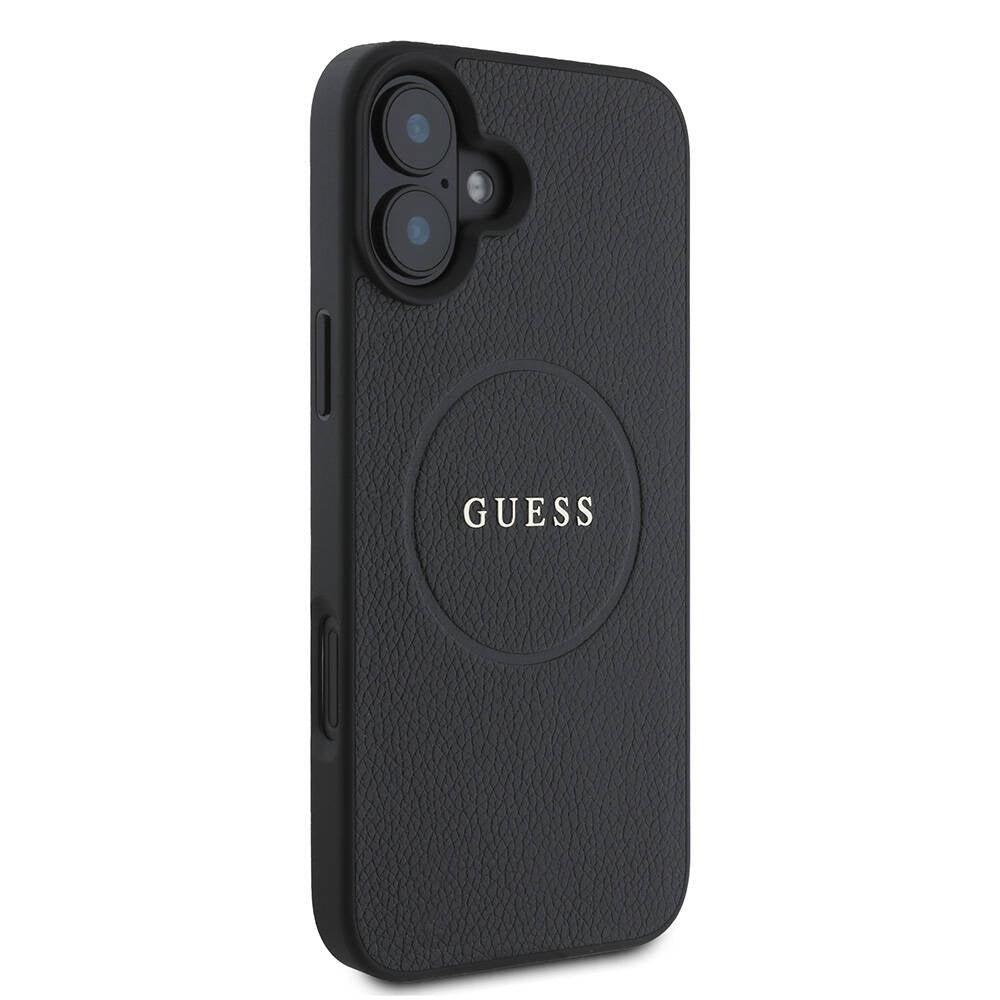 iPhone 16 Plus Kılıf Guess Orjinal Lisanslı M-safe Şarj Özellikli Yazı Logolu Grained Kapak