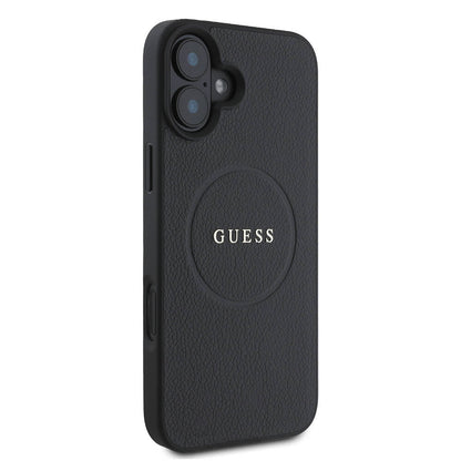iPhone 16 Plus Kılıf Guess Orjinal Lisanslı M-safe Şarj Özellikli Yazı Logolu Grained Kapak