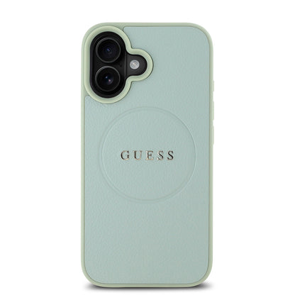 iPhone 16 Plus Kılıf Guess Orjinal Lisanslı M-safe Şarj Özellikli Yazı Logolu Grained Kapak