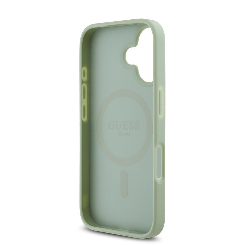 iPhone 16 Plus Kılıf Guess Orjinal Lisanslı M-safe Şarj Özellikli Yazı Logolu Grained Kapak