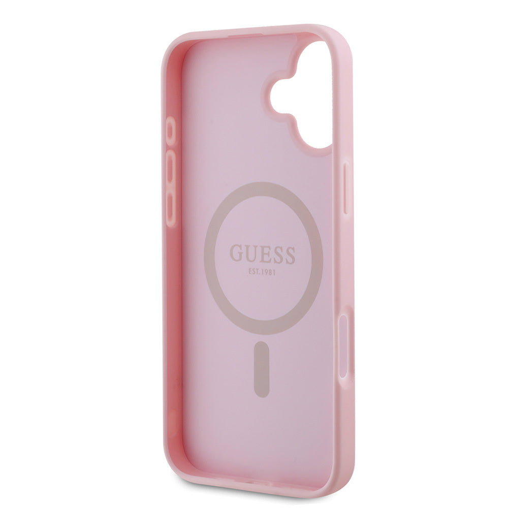 iPhone 16 Plus Kılıf Guess Orjinal Lisanslı M-safe Şarj Özellikli Yazı Logolu Grained Kapak