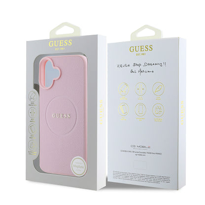 iPhone 16 Plus Kılıf Guess Orjinal Lisanslı M-safe Şarj Özellikli Yazı Logolu Grained Kapak