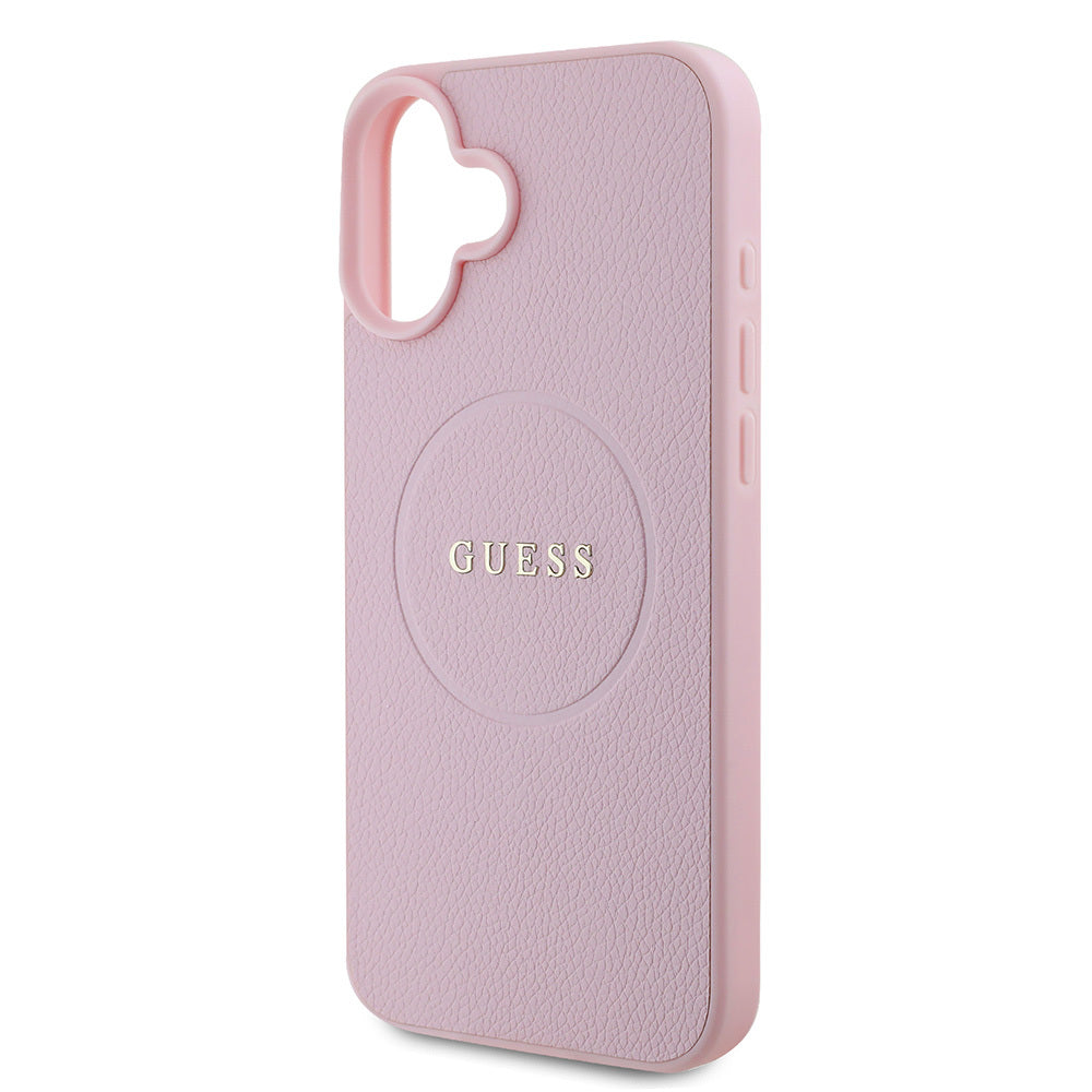 iPhone 16 Plus Kılıf Guess Orjinal Lisanslı M-safe Şarj Özellikli Yazı Logolu Grained Kapak
