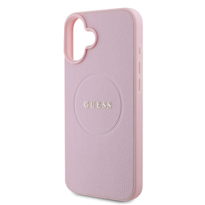 iPhone 16 Plus Kılıf Guess Orjinal Lisanslı M-safe Şarj Özellikli Yazı Logolu Grained Kapak