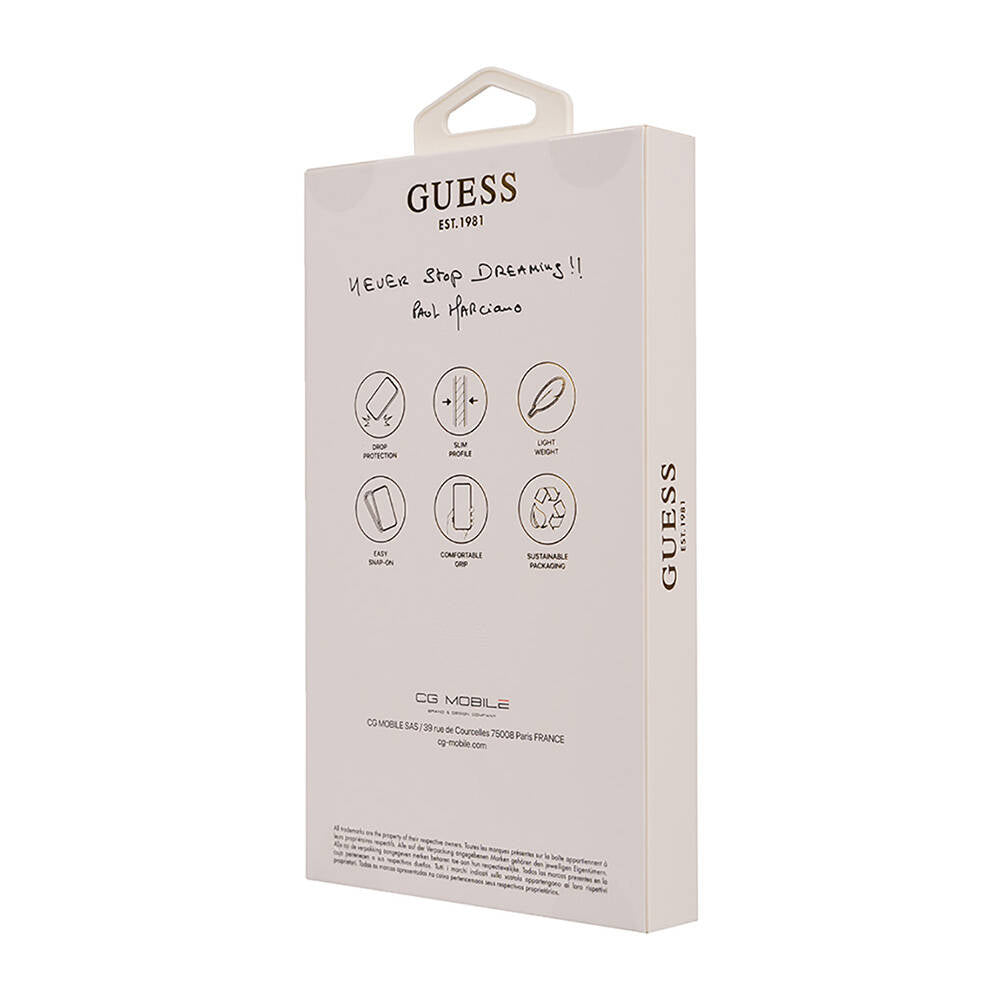 iPhone 16 Plus Kılıf Guess Orjinal Lisanslı M-safe Şarj Özellikli 4G Desenli Yazı Logolu Peony Kapak