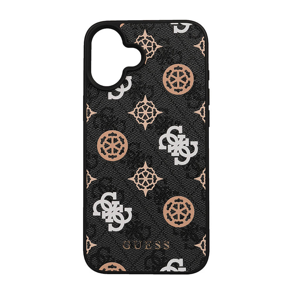 iPhone 16 Plus Kılıf Guess Orjinal Lisanslı M-safe Şarj Özellikli 4G Desenli Yazı Logolu Peony Kapak