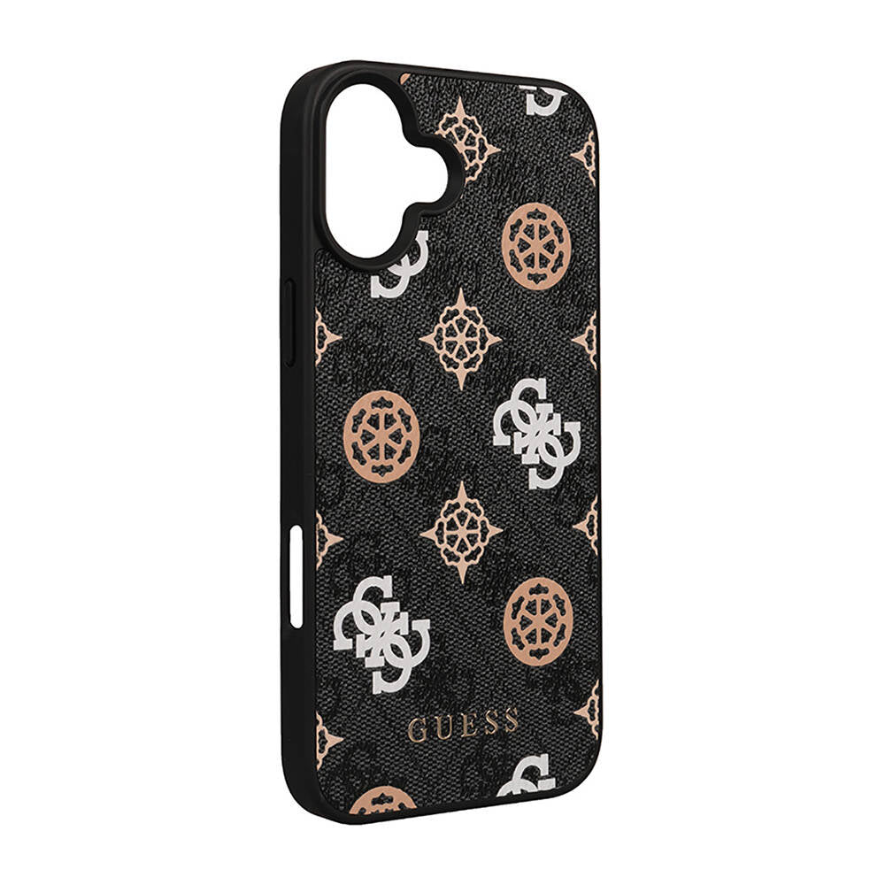 iPhone 16 Plus Kılıf Guess Orjinal Lisanslı M-safe Şarj Özellikli 4G Desenli Yazı Logolu Peony Kapak
