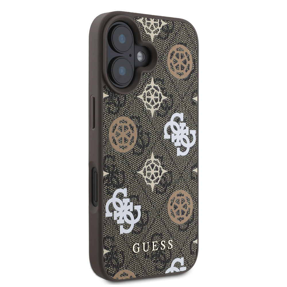 iPhone 16 Plus Kılıf Guess Orjinal Lisanslı M-safe Şarj Özellikli 4G Desenli Yazı Logolu Peony Kapak