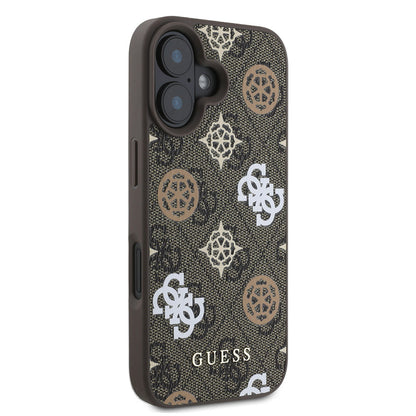 iPhone 16 Plus Kılıf Guess Orjinal Lisanslı M-safe Şarj Özellikli 4G Desenli Yazı Logolu Peony Kapak