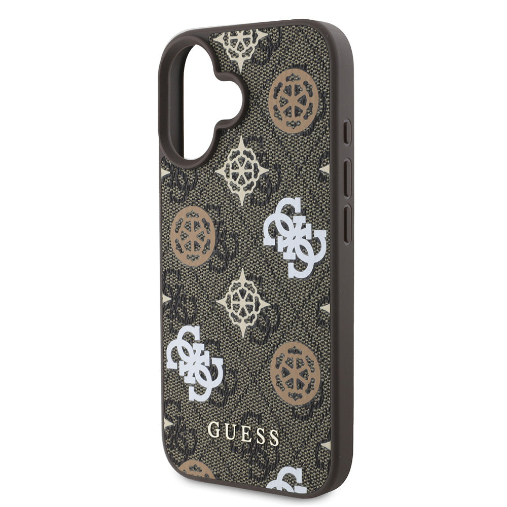 iPhone 16 Plus Kılıf Guess Orjinal Lisanslı M-safe Şarj Özellikli 4G Desenli Yazı Logolu Peony Kapak
