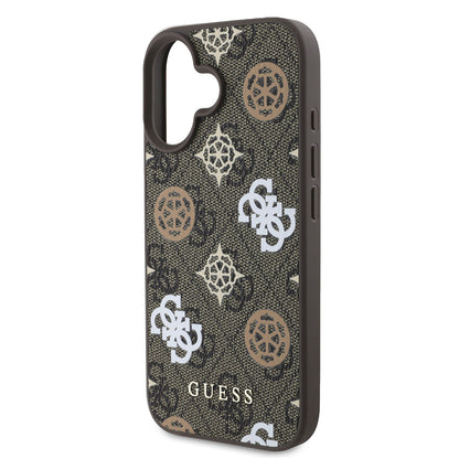 iPhone 16 Plus Kılıf Guess Orjinal Lisanslı M-safe Şarj Özellikli 4G Desenli Yazı Logolu Peony Kapak