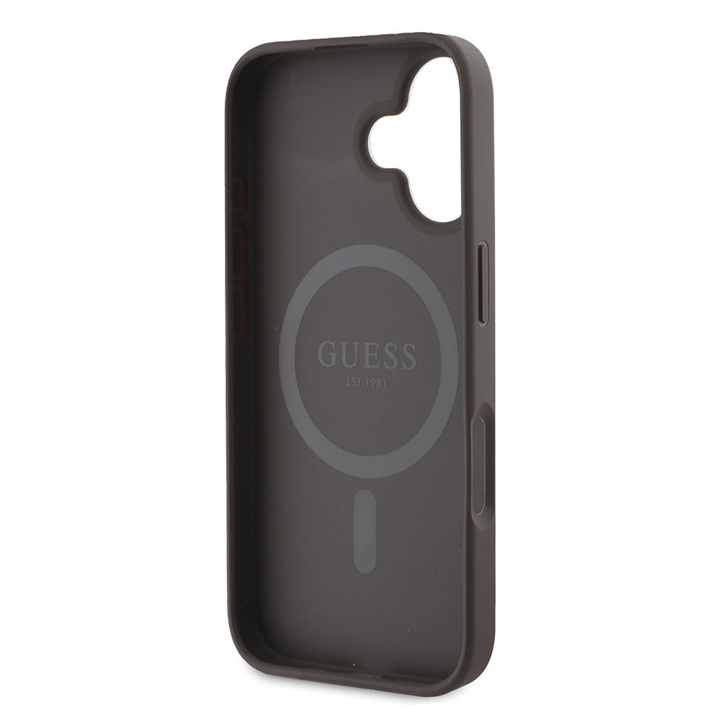 iPhone 16 Plus Kılıf Guess Orjinal Lisanslı M-safe Şarj Özellikli 4G Desenli Yazı Logolu Peony Kapak