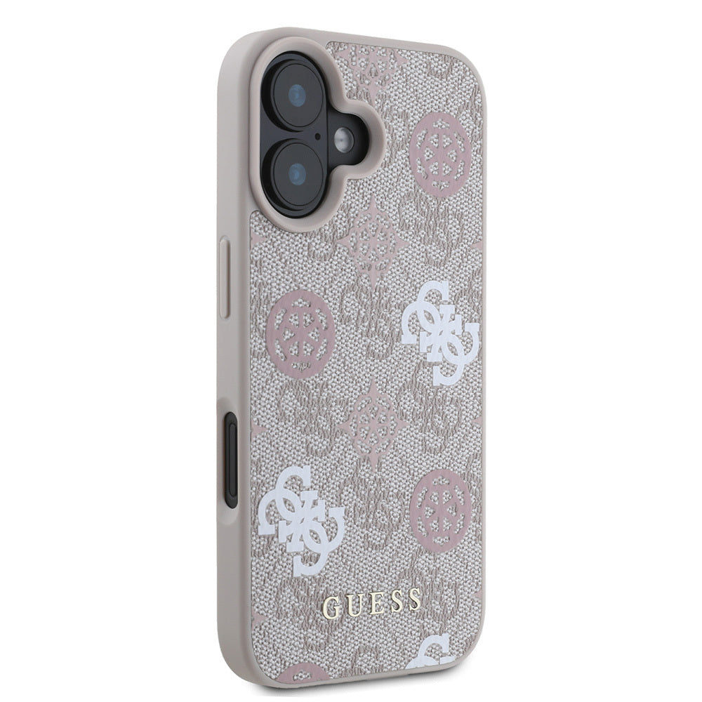 iPhone 16 Plus Kılıf Guess Orjinal Lisanslı M-safe Şarj Özellikli 4G Desenli Yazı Logolu Peony Kapak