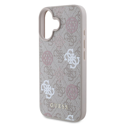 iPhone 16 Plus Kılıf Guess Orjinal Lisanslı M-safe Şarj Özellikli 4G Desenli Yazı Logolu Peony Kapak