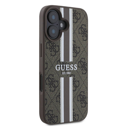 iPhone 16 Plus Kılıf Guess Orjinal Lisanslı M-safe Şarj Özellikli 4G Şerit Tasarımlı Printed Kapak