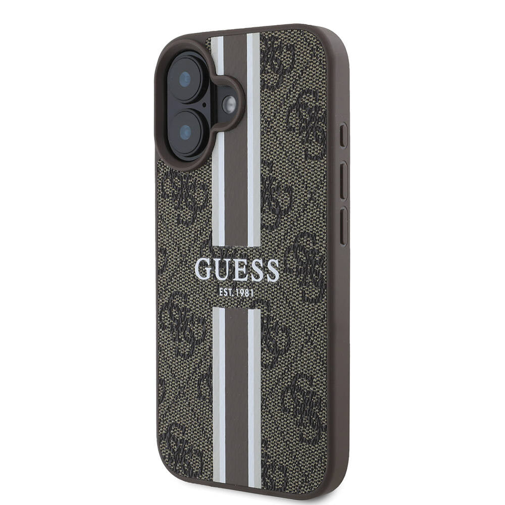 iPhone 16 Plus Kılıf Guess Orjinal Lisanslı M-safe Şarj Özellikli 4G Şerit Tasarımlı Printed Kapak