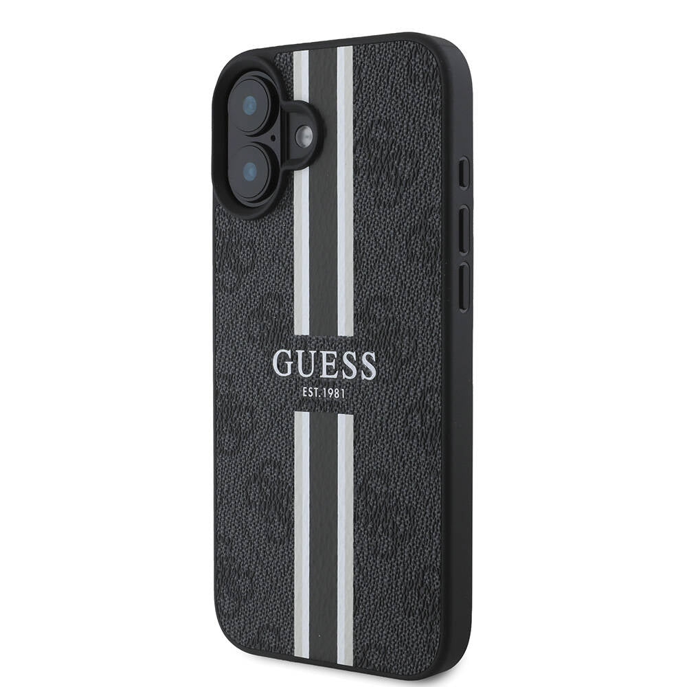 iPhone 16 Plus Kılıf Guess Orjinal Lisanslı M-safe Şarj Özellikli 4G Şerit Tasarımlı Printed Kapak