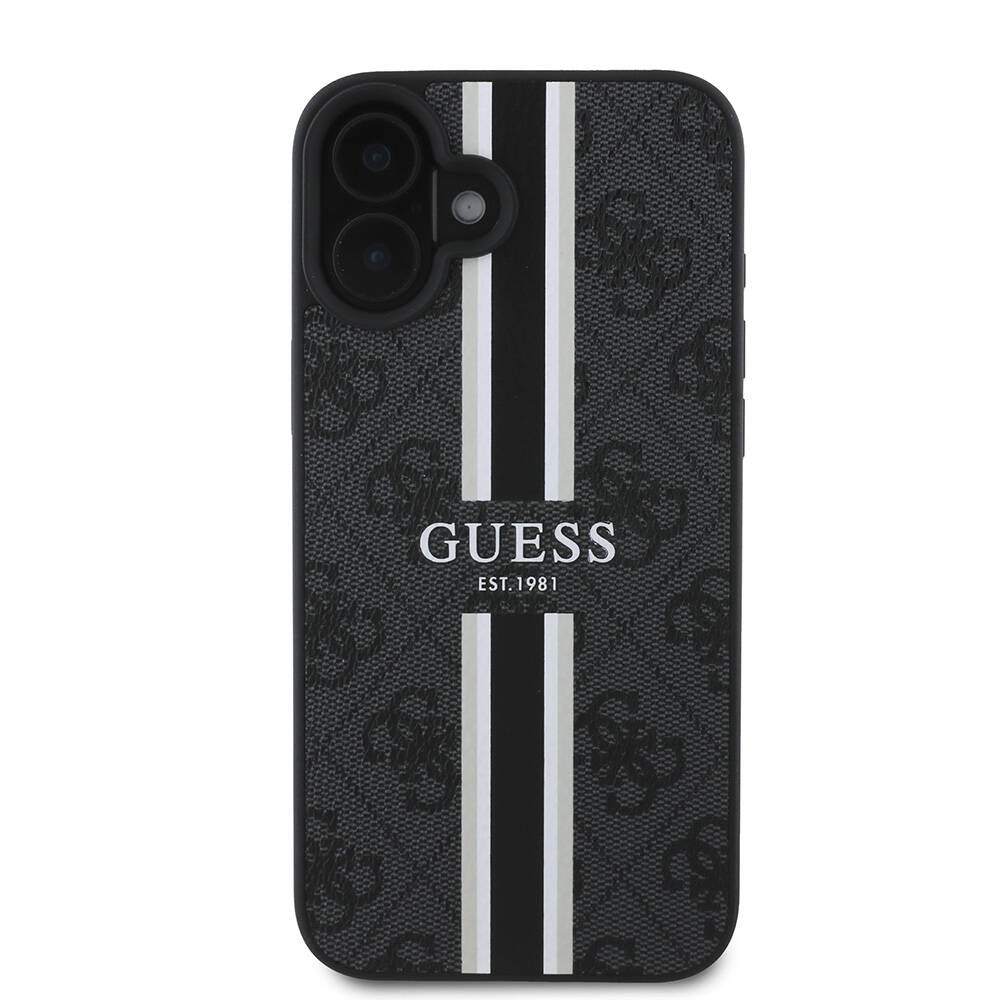 iPhone 16 Plus Kılıf Guess Orjinal Lisanslı M-safe Şarj Özellikli 4G Şerit Tasarımlı Printed Kapak