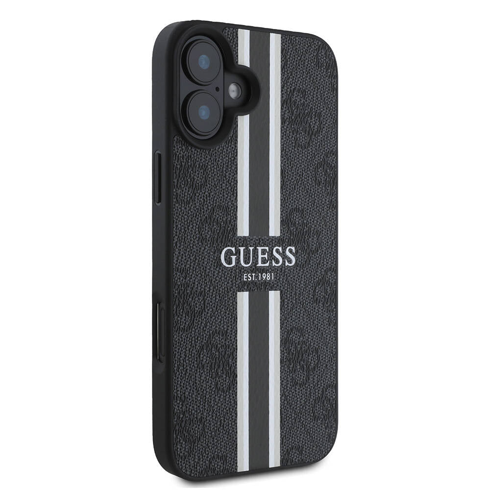 iPhone 16 Plus Kılıf Guess Orjinal Lisanslı M-safe Şarj Özellikli 4G Şerit Tasarımlı Printed Kapak