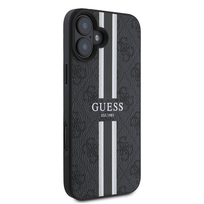 iPhone 16 Plus Kılıf Guess Orjinal Lisanslı M-safe Şarj Özellikli 4G Şerit Tasarımlı Printed Kapak