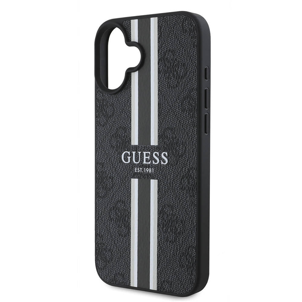 iPhone 16 Plus Kılıf Guess Orjinal Lisanslı M-safe Şarj Özellikli 4G Şerit Tasarımlı Printed Kapak
