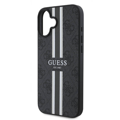 iPhone 16 Plus Kılıf Guess Orjinal Lisanslı M-safe Şarj Özellikli 4G Şerit Tasarımlı Printed Kapak