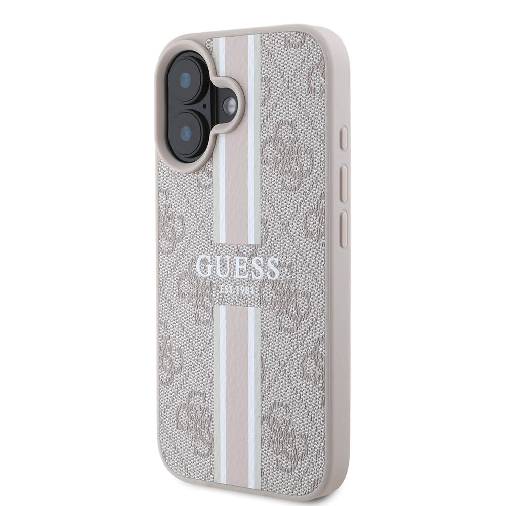 iPhone 16 Plus Kılıf Guess Orjinal Lisanslı M-safe Şarj Özellikli 4G Şerit Tasarımlı Printed Kapak
