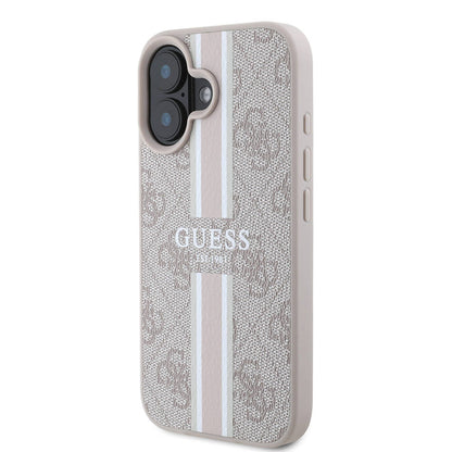 iPhone 16 Plus Kılıf Guess Orjinal Lisanslı M-safe Şarj Özellikli 4G Şerit Tasarımlı Printed Kapak