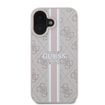 iPhone 16 Plus Kılıf Guess Orjinal Lisanslı M-safe Şarj Özellikli 4G Şerit Tasarımlı Printed Kapak