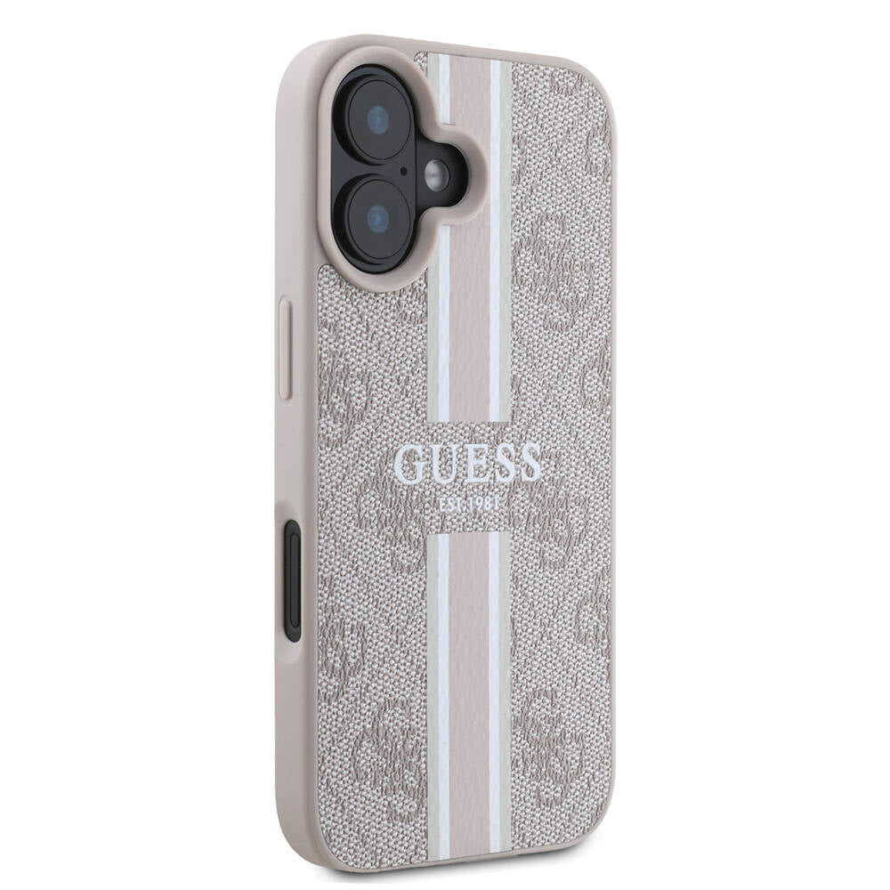 iPhone 16 Plus Kılıf Guess Orjinal Lisanslı M-safe Şarj Özellikli 4G Şerit Tasarımlı Printed Kapak