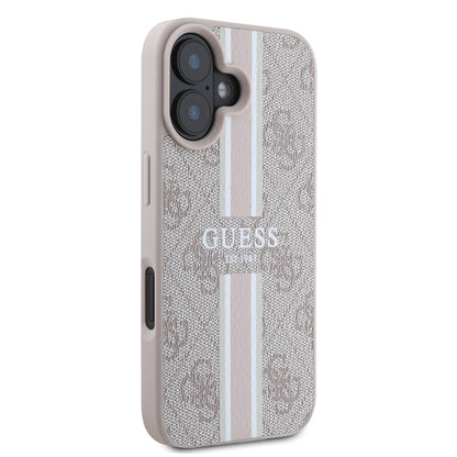 iPhone 16 Plus Kılıf Guess Orjinal Lisanslı M-safe Şarj Özellikli 4G Şerit Tasarımlı Printed Kapak