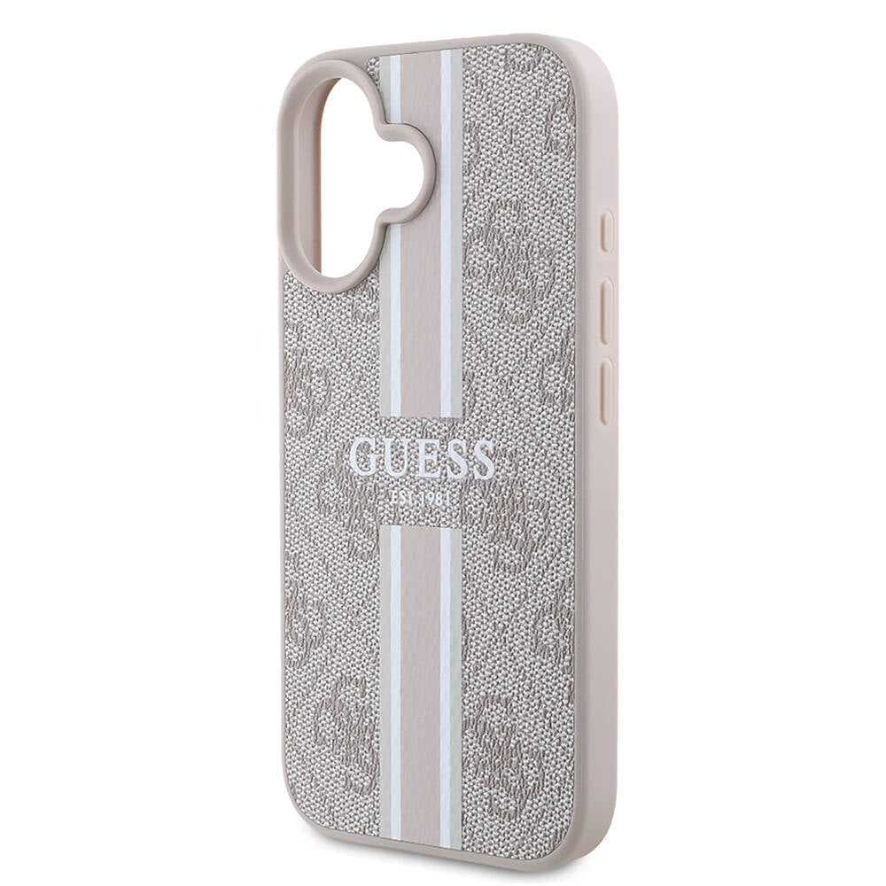 iPhone 16 Plus Kılıf Guess Orjinal Lisanslı M-safe Şarj Özellikli 4G Şerit Tasarımlı Printed Kapak