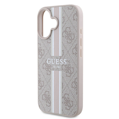 iPhone 16 Plus Kılıf Guess Orjinal Lisanslı M-safe Şarj Özellikli 4G Şerit Tasarımlı Printed Kapak